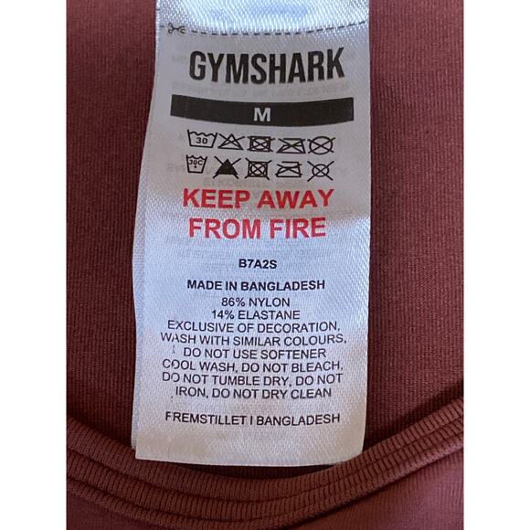 Gymshark Brown Long Sleeve Crew Neck Logo Yoga Workout Athletic Crop Top Size M - Picture 3 of 3